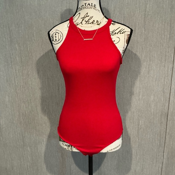 Zara Red Sleeveless Fitted Bodysuit Size Small - Picture 1 of 6